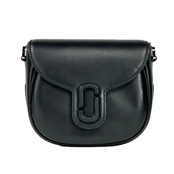 NEW W/ DUSTABG Marc Jacobs The Covered J Marc Saddle Bag Crossbody Black Leather - Picture 3 of 9